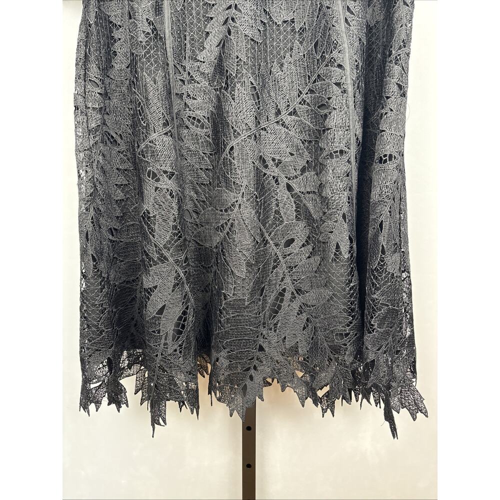 NEW Chico's Lace Leaf Dress Women's Size 14 Black Textured Short Sleeve Boho - Picture 5 of 12